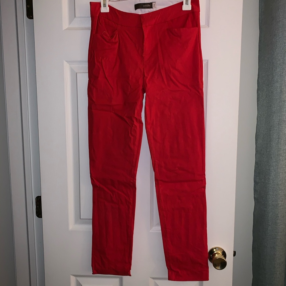Red skinny dress pants